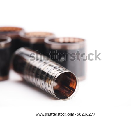 35mm film rolls isolated on white background.