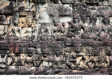 terrace of elephants at Angkor Thom complex, Siem Reap, Cambodia.