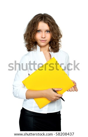 The business woman with folders