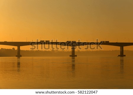  Silhouette The bridge over the Mekong River Pakse Champasak,Laos.