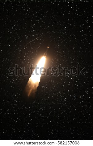 Space rocket in the outer space and stars. Star rocket launch. "The elements of this image furnished by NASA"
 Royalty-Free Stock Photo #582157006
