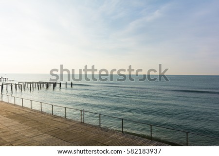panorama of a terrace on the sea