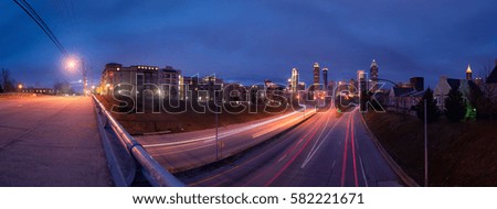 Panorama of Atlanta city night skyline, Georgia, USA
