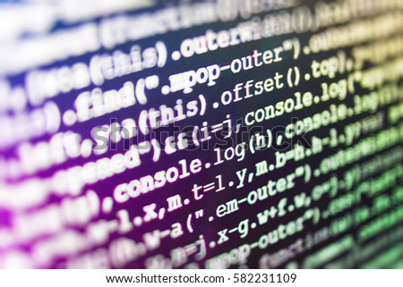 Innovative startup project. Modern tech. Website HTML Code on the Laptop Display Closeup Photo. Information technology website coding standards for web design Programmer developer screen. 
