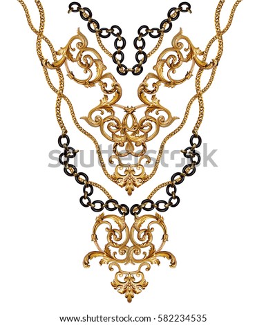 golden baroque and chain  Royalty-Free Stock Photo #582234535
