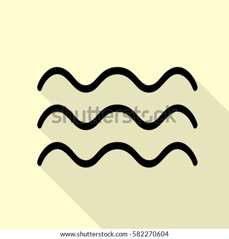 Waves sign illustration. Black icon with flat style shadow path on cream background.