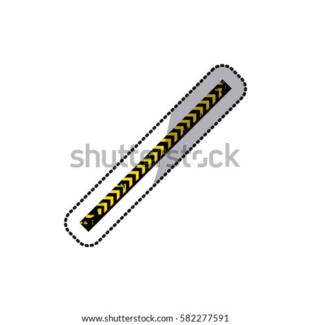 sticker color silhouette with police line tape vector illustration