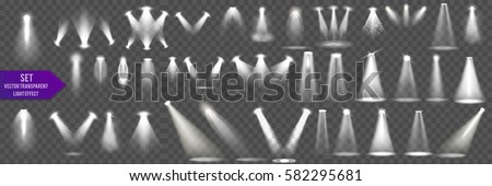 Collection Scene illumination big collection, transparent effects. Bright lighting with spotlights. Royalty-Free Stock Photo #582295681