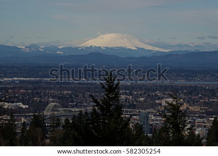 Mount St. Helens with Portland in the foreground from Council Crest