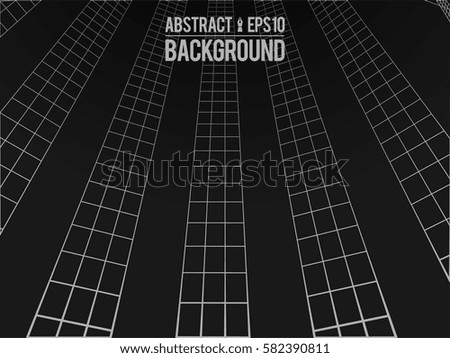 Abstract architecture building. Futuristic background. Trendy wireframe cybernetic construction.