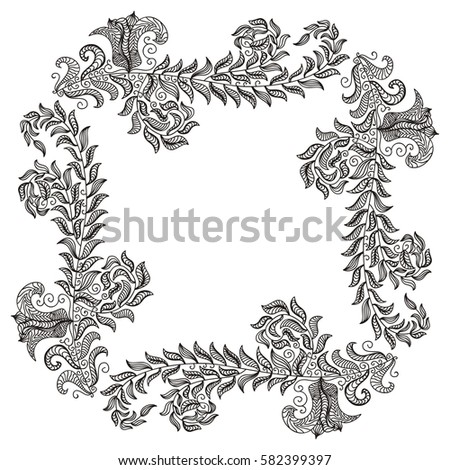 Beautiful floral frame. Vector illustration.