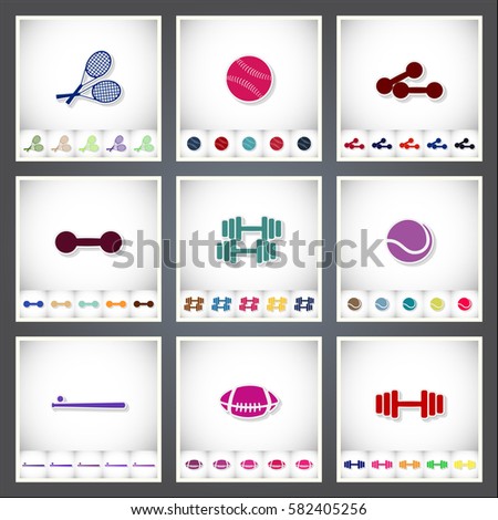 Sport. A set of flat stickers with shadow on white background. Vector illustration