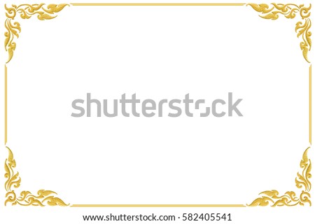 Art frame corner golden design isolated on white background. This has clipping path.  
