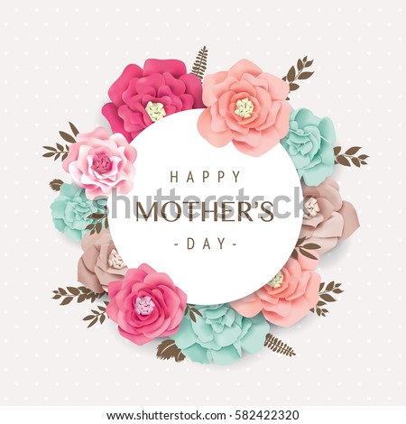 Mother's day greeting card with beautiful blossom flowers Royalty-Free Stock Photo #582422320