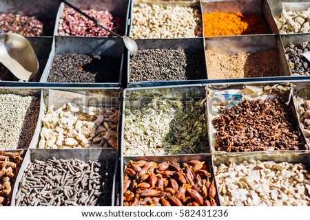 Spices on the street market in Kashgar, Xinjiang, China