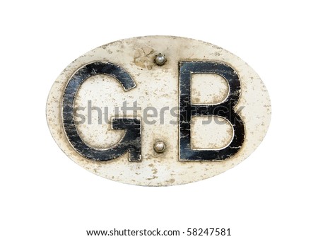 Vintage metal 'GB' (Great Britain) car grille badge, isolated on a pure white background Royalty-Free Stock Photo #58247581