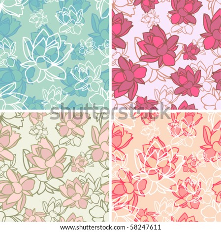 cute floral seamless pattern set