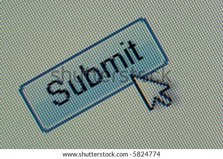 Macro of a web "submit" button with pointer.