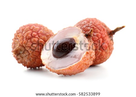 Fresh lychee fruits isolated on white
