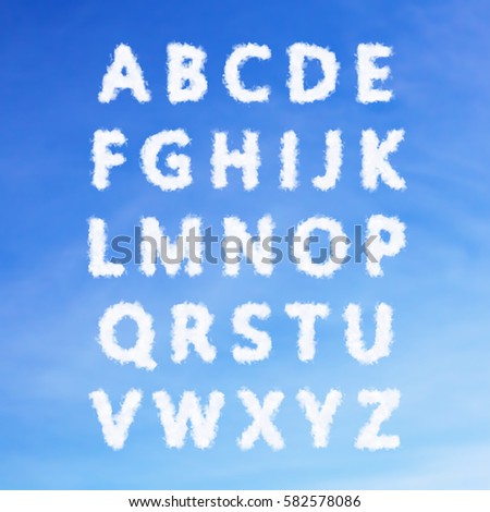 The English alphabet from clouds. Royalty-Free Stock Photo #582578086