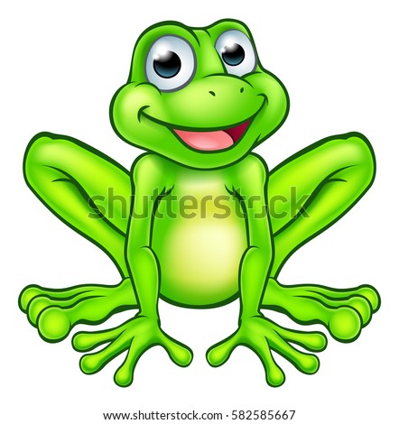 An illustration of a cute cartoon frog mascot character 