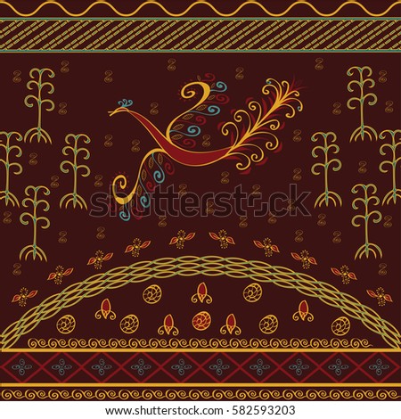 Bird ethnic ornamental background