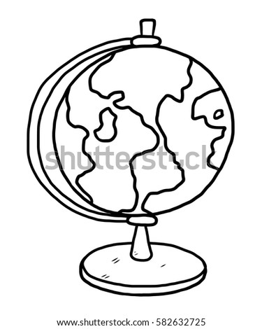 globe model  / cartoon vector and illustration, black and white, hand drawn, sketch style, isolated on white background.