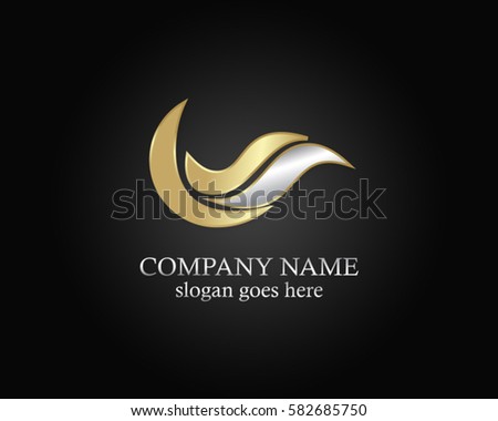 gold wave abstract company logo