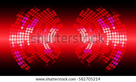 Sound waves oscillating dark red light, Abstract technology background. Vector.
