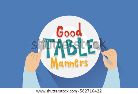 Typography Illustration Featuring the Words Good Table Manners Written on a Plate