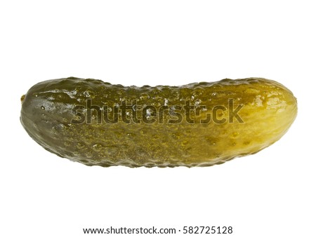 Marinated pickled cucumber isolated on white background Royalty-Free Stock Photo #582725128