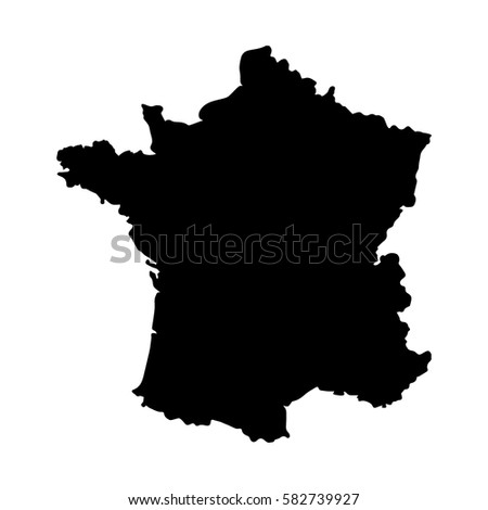 Black clip art map of France on white background