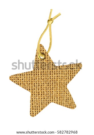 Sackcloth Tag Label Star isolated on white background