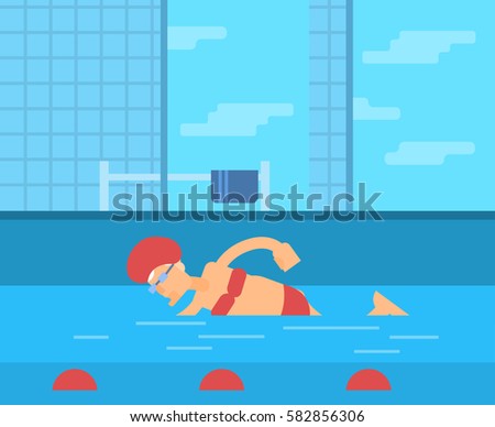 Elderly man floating in the pool. Grandma leads an active lifestyle
