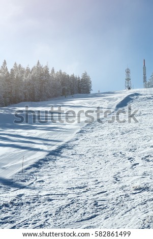 downhill skiing, winter sport on the mountain landscape
