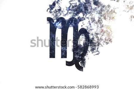 Zodiac sign - Virgo. Dust of the universe, minimalistic art. Elements of this image furnished by NASA