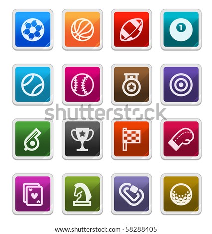 Sports Sticker Icons isolated over white background - sticker series