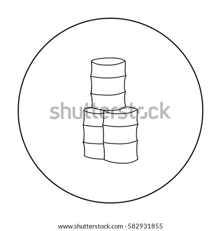 Barricade from barrels icon in outline style isolated on white background. Paintball symbol stock vector illustration.