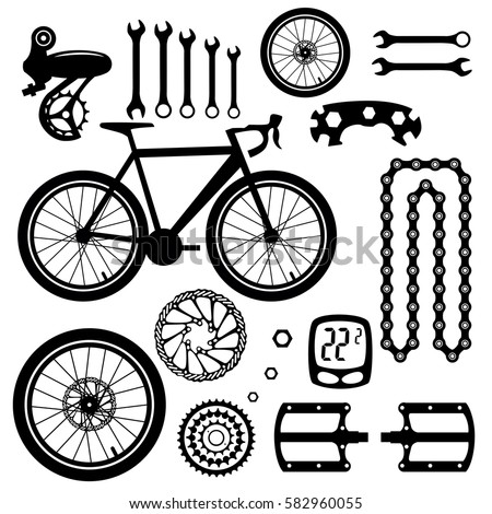 Bicycles. Set of bicycle parts