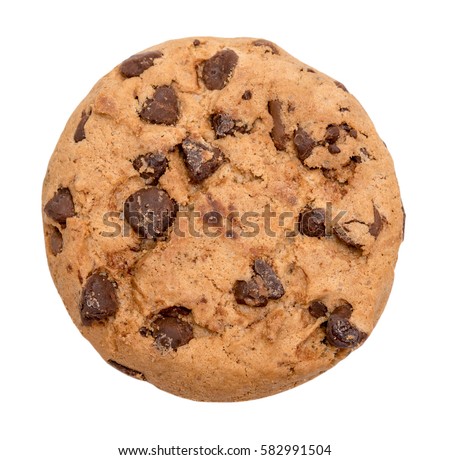 Chocolate chip cookie isolated on white background Royalty-Free Stock Photo #582991504