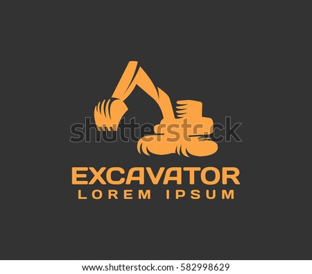 Excavator Vector Logo Template. Excavator logo. Excavator isolated. Digger, construction, backhoe, construction business icon. Construction equipment design elements.