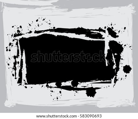 black paint, ink brush strokes, brushes, lines. Dirty artistic design elements, boxes, frames, Computer designed highly detailed grunge frame with space for your text or image. Great grunge layer