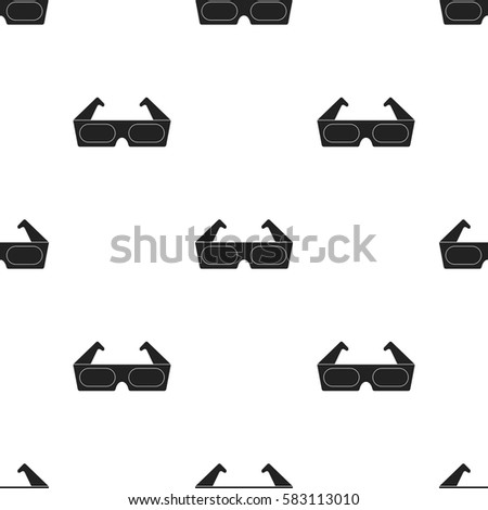 Anaglyph 3D glasses icon in black style isolated on white background. Films and cinema pattern stock vector illustration.