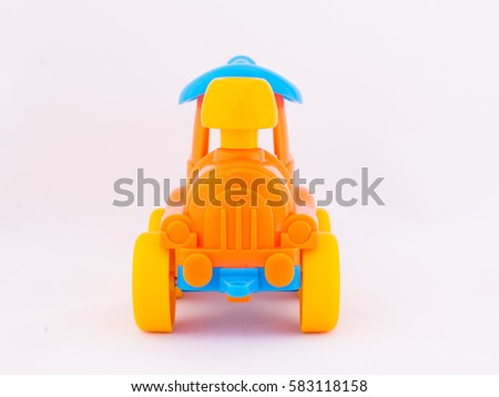 Children's toy locomotive on a white background