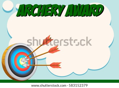 Certificate template for archery award illustration