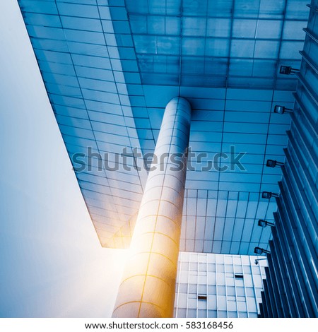 Low angle view of building ceiling in city of China.