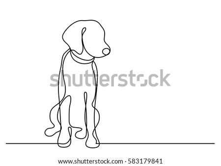 continuous line drawing of cute dog