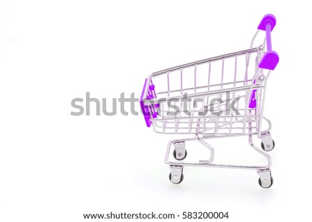 Violet trolley supermarket on white background