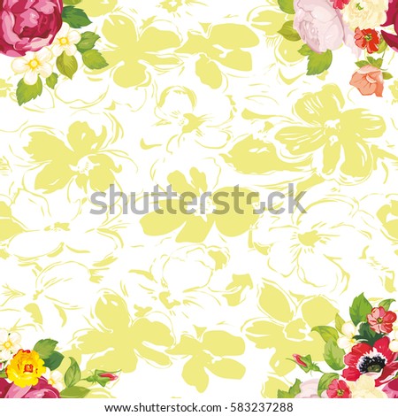 Seamless floral pattern with peony Vector Illustration EPS8
