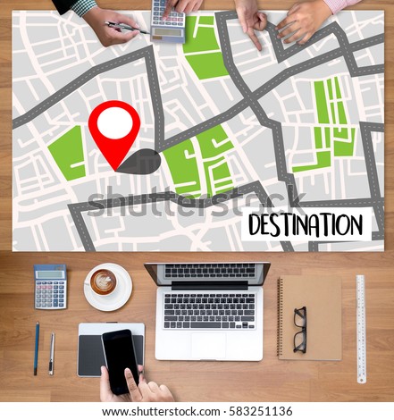 Route Way Route  City Map Destination Route NAVIGATION  gps  ,   using  system , female hands holding a smart  , The navigation software is on your phone.